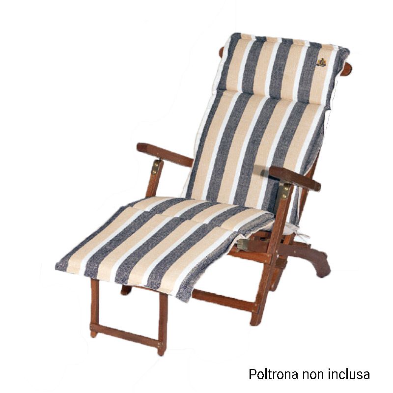 Cuscino da esterno per deckchair, 184x46 cm con volant - Cuscino Da Esterno Per Deckchair, 184x46 Cm Con Volant Fantasia Sahara (righe Bianche/beige/grigie)