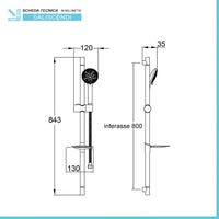 Saliscendi doccia cromato con doccino 8 funzioni anticalcare