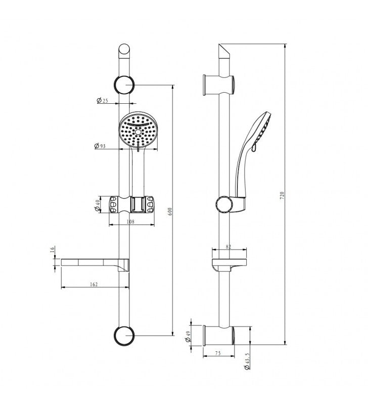 Saliscendi serie ninfea 2 funzioni cromato con portasapone cod 75576