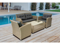 Set di mobili da giardino basso a 4 posti in resina "Joe" - Beige