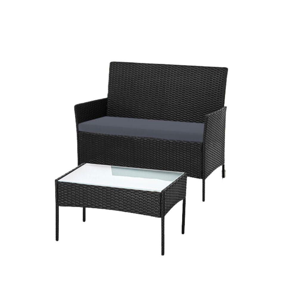 Salotto da giardino in rattan nero WRS008