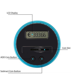 Salvadanaio Con Display Lcd Contamonete Automatico Forma Barattolo Lettura Euro         