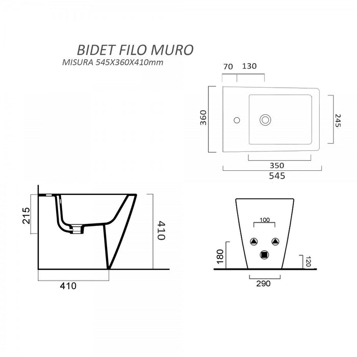 Sanitari a terra filo muro in ceramica bianca con copri vaso frizionato qubo