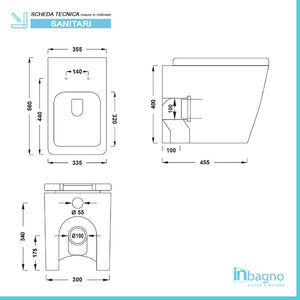 Sanitari a terra Malaga rimless wc + bidet + copriwc softclose