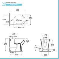 Sanitari filo muro Azzurra serie Pratica con copriwater incluso