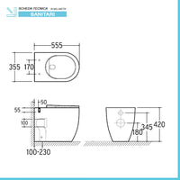 Sanitari filomuro con scarico traslato e copriwater soft-close Flan