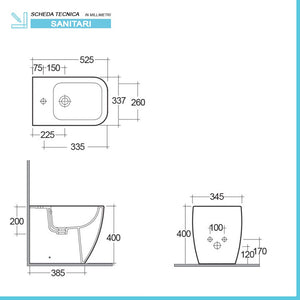 Sanitari filomuro grigio opaco Rimless Rak serie Metropolitan copriwc soft-close