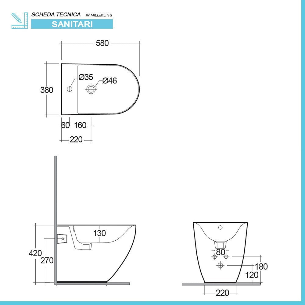 Sanitari filomuro Rak Des scarico traslato Rimless e copriwc soft-close