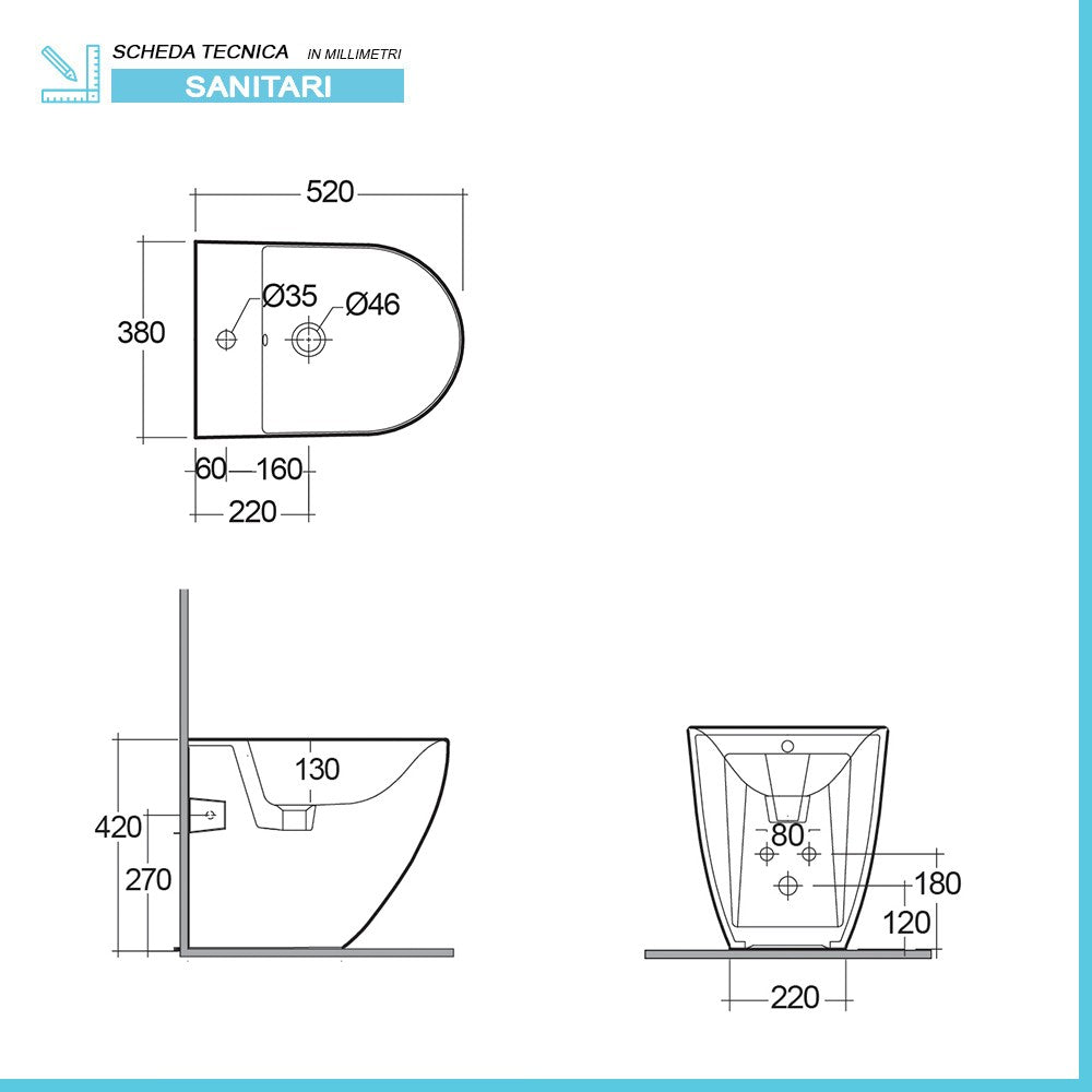 Sanitari filomuro Rak Des scarico universale Rimless e copriwc soft-close