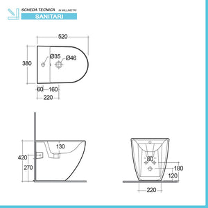 Sanitari filomuro Rak Des scarico universale Rimless e copriwc soft-close