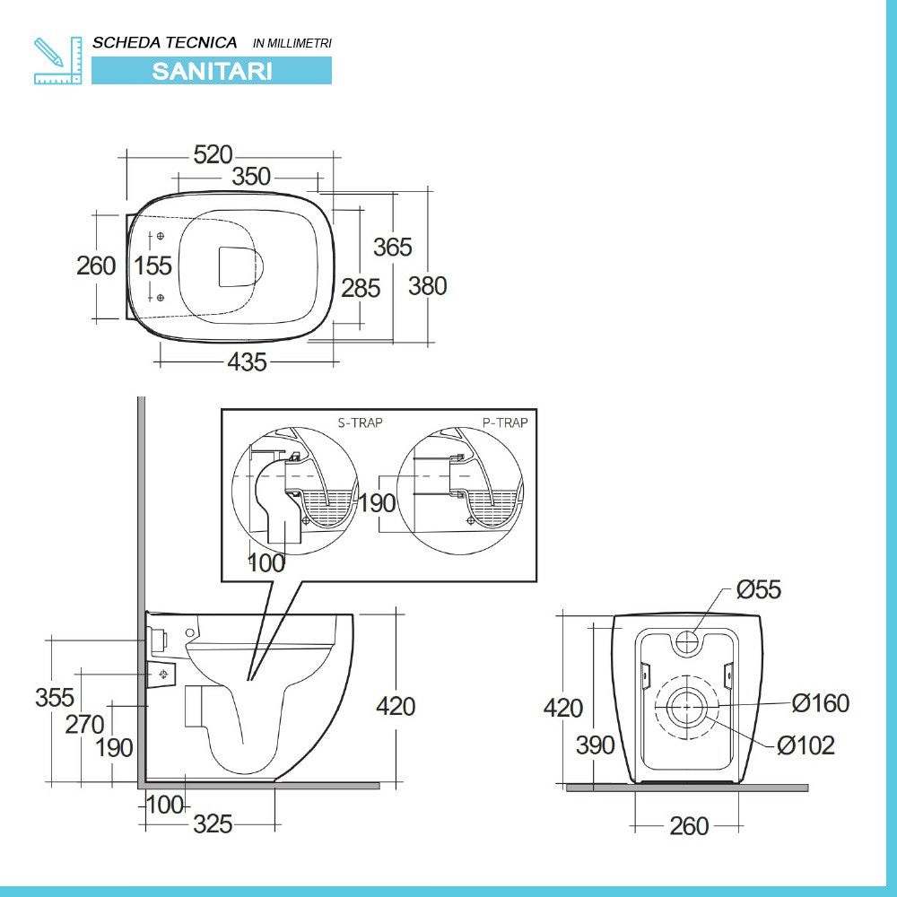 Sanitari filomuro rimless Rak Illusion con copriwater soft close