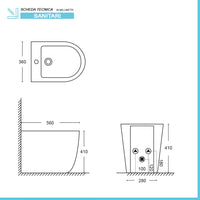 Sanitari filomuro Rimless scarico a vortice e copriwc soft-close Tao