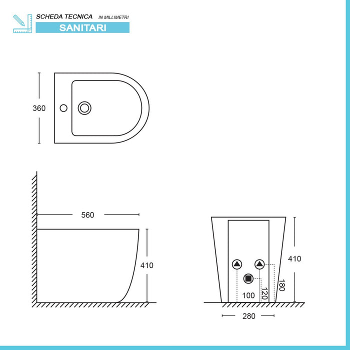 Sanitari filomuro Rimless scarico a vortice e copriwc soft-close Tao