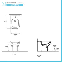 Sanitari filomuro senza brida bianco lucido con sedile soft-close | Plana