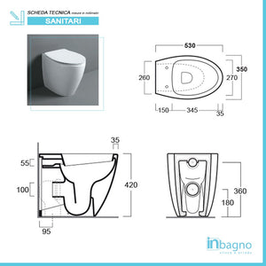 Sanitari filomuro Rimless Simas LFT con copriwater slim soft close incluso