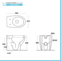 Sanitari filomuro salvaspazio in ceramica bianca con copri wc incluso 