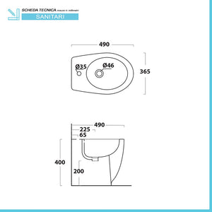 Sanitari filomuro salvaspazio in ceramica bianca con copri wc incluso 