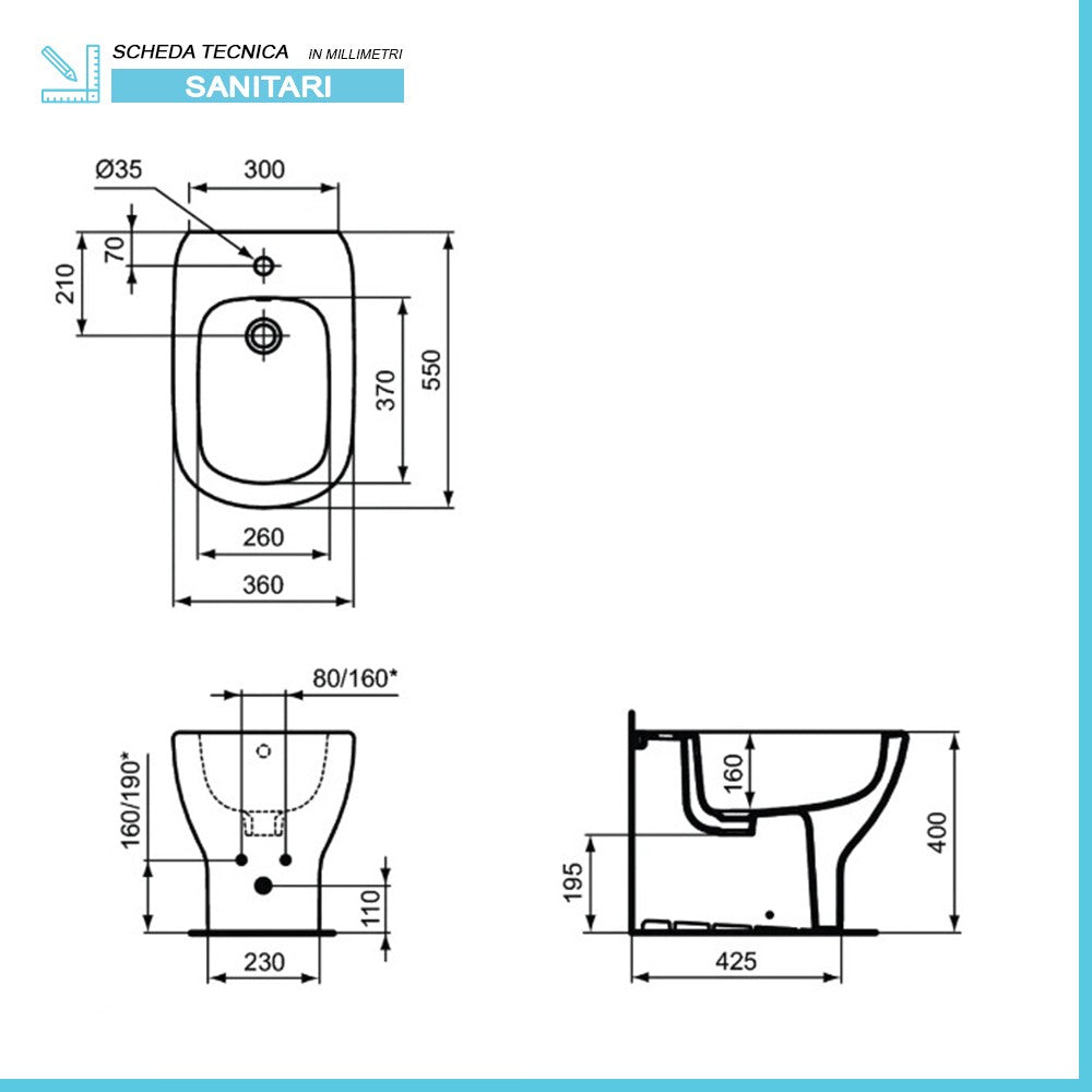 Sanitari Ideal Standard Tesi filomuro Rimless AquaBlade® copriwater originale 