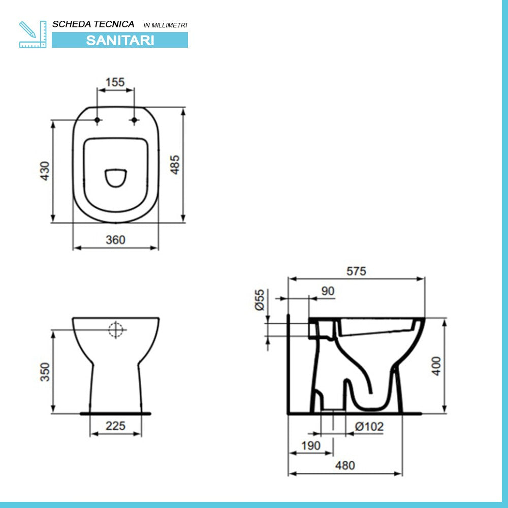 Sanitari Ideal Standard tradizionali scarico a terra e copriwater originale| I.Life A 