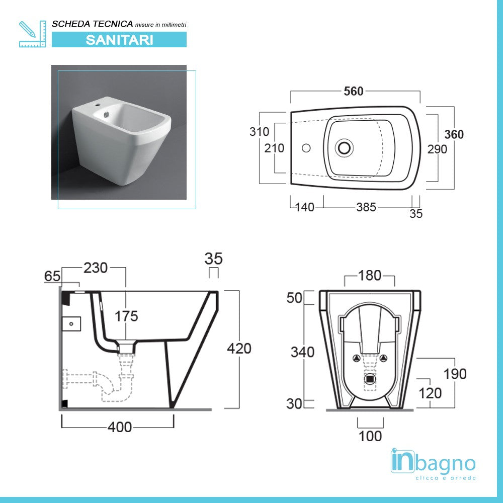 Sanitari Filomuro Rimless con Scarico Traslato Simas Baden Baden con sedile soft-close