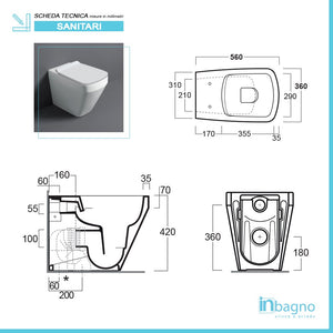 Sanitari Filomuro Rimless con Scarico Traslato Simas Baden Baden con sedile soft-close