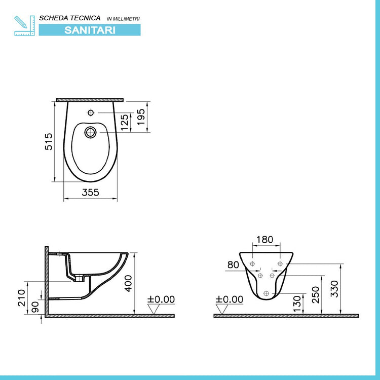 Sanitari sospesi con brida in ceramica lucida con sedile originale Domus