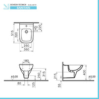 Sanitari sospesi Rimless in ceramica lucido e copriwc originale Venti