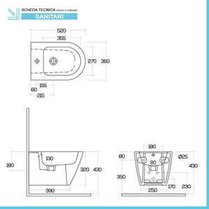 Sanitari sospesi rimless nero opaco con sedile slim softclose Feeling