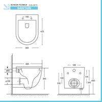 Sanitari sospesi Rimless scarico a vortice e copriwc soft-close Tao