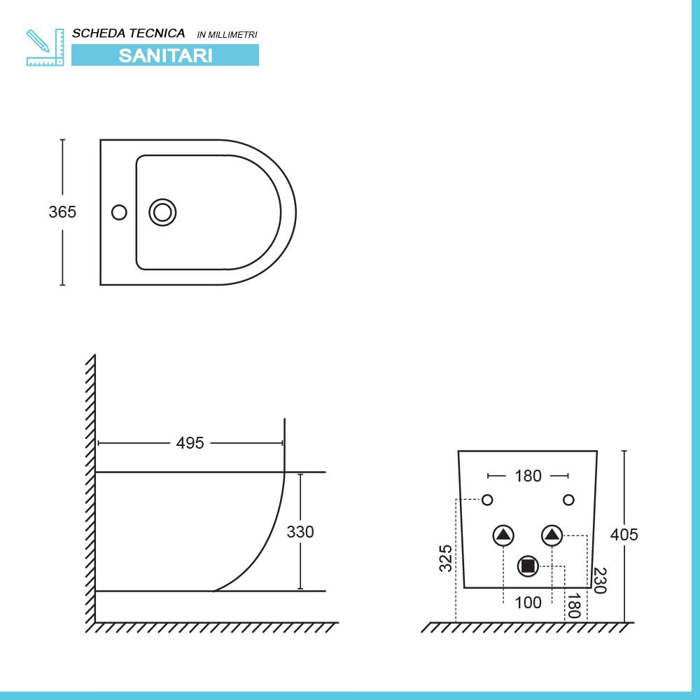 Sanitari sospesi Rimless scarico a vortice e copriwc soft-close Tao