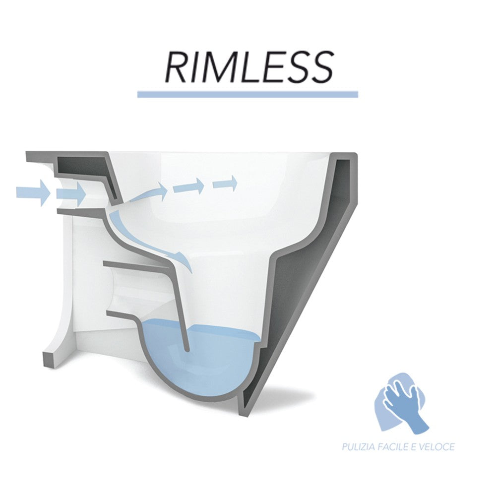 Sanitari sospesi rimless Simas Henges con sedile soft close incluso