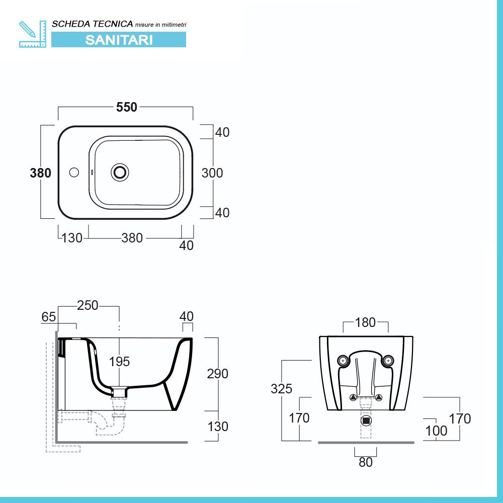 Sanitari sospesi rimless Simas Henges con sedile soft close incluso