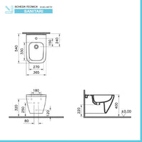 Sanitari sospesi Rimless scarico universale e copriwater Square