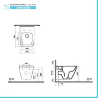 Sanitari sospesi Rimless scarico universale e copriwater Square