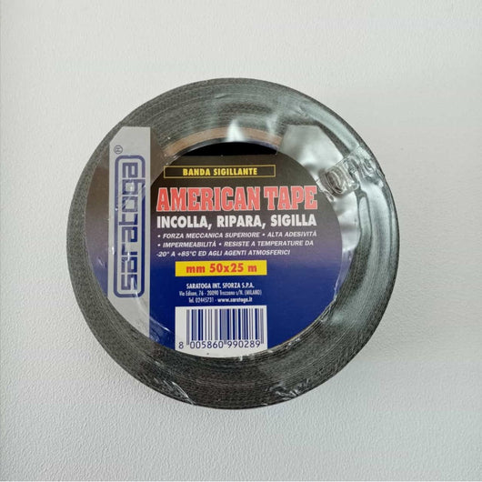 Saratoga american tape 50mm x 25mt nastro telato extraforte incolla ripara sigilla