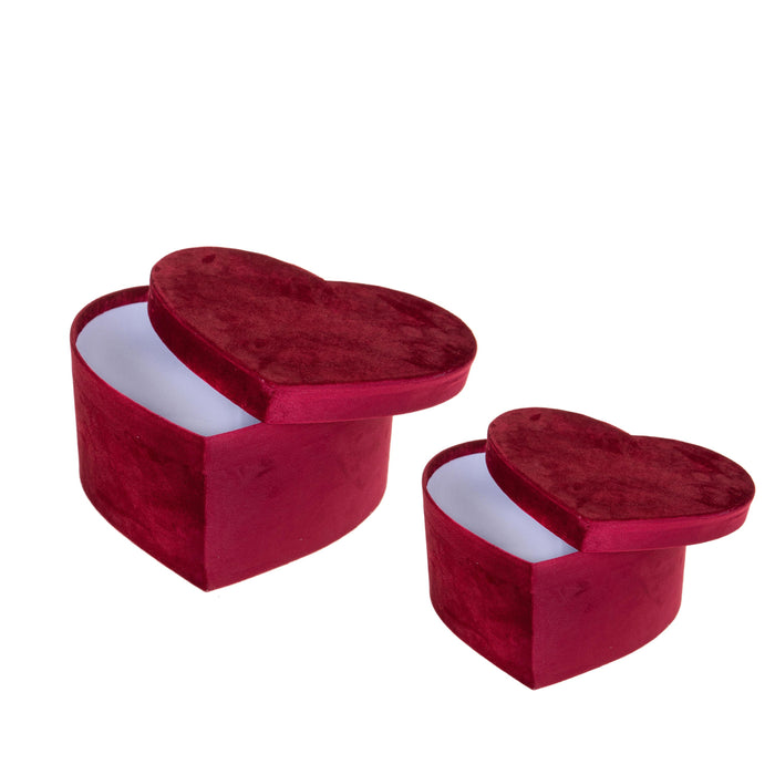 Set 2 Scatole Cuore 27 e 25 cm Velluto