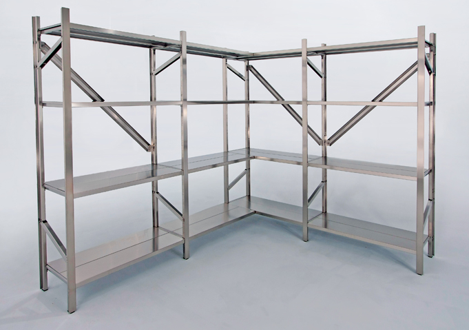 Scaffale in acciaio inox antiruggine con ripiani lisci cm. 100x40x180h