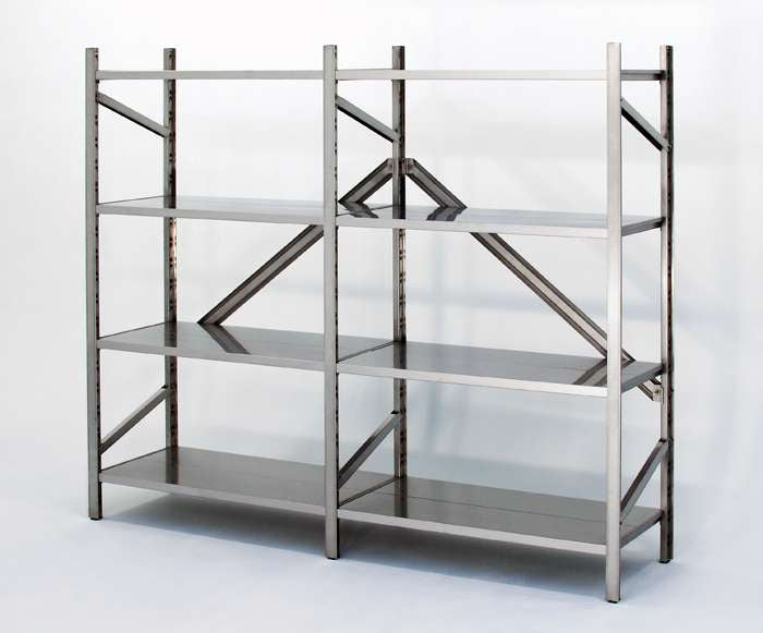 SCAFFALE ALIMENTARE IN ACCIAIO INOX con ripiani lisci ad incastro cm. 200x30x150h