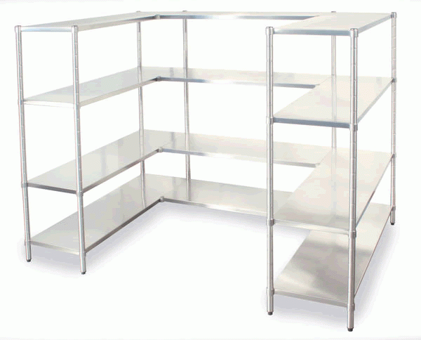 SCAFFALE in acciaio inox per ristoranti e cucine con ripiani lisci a incastro cm. 60x50x150h