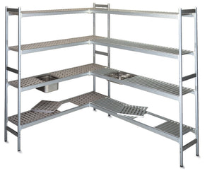 SCAFFALE ALIMENTARE IN ACCIAIO INOX con ripiani lisci ad incastro cm. 200x30x150h