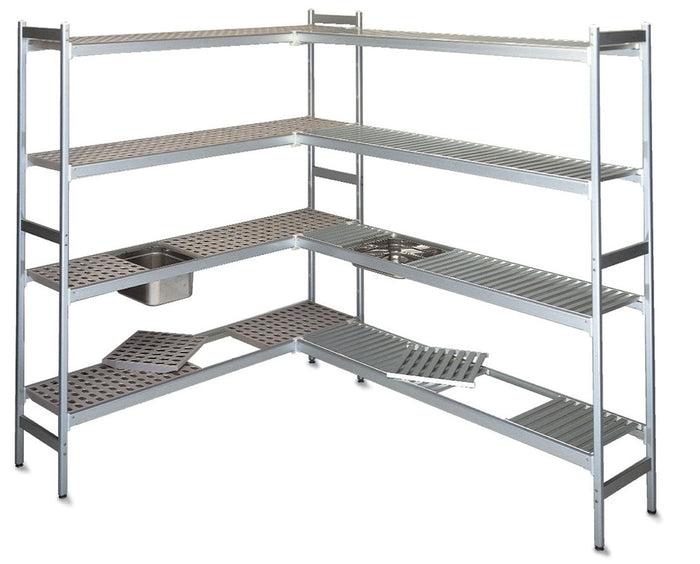 RACK in acciaio inox con ganci per la conservazione di alimenti freschi cm. 200x50x150h