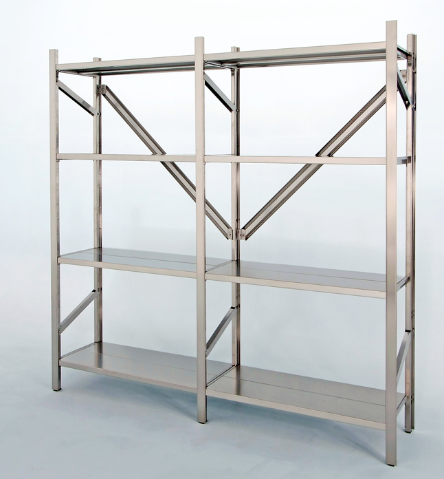 Scaffale per prodotti alimentari in acciaio inox con ripiani nidificati cm. 70x60x150h