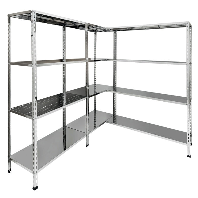 Scaffalatura in acciaio inox per cucine e ristoranti con ripiani regolabili cm. 100x30x200h