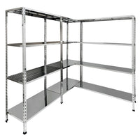 Scaffale modulare a gancio con ripiani lisci in acciaio inox per l'industria alimentare cm. 120x50x180h