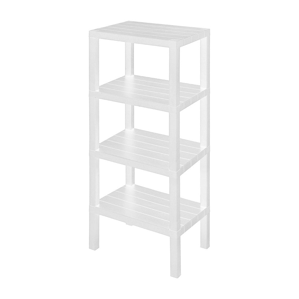 Scaffale bagno 4 ripiani bianco effetto legno in kit montaggio Buzz