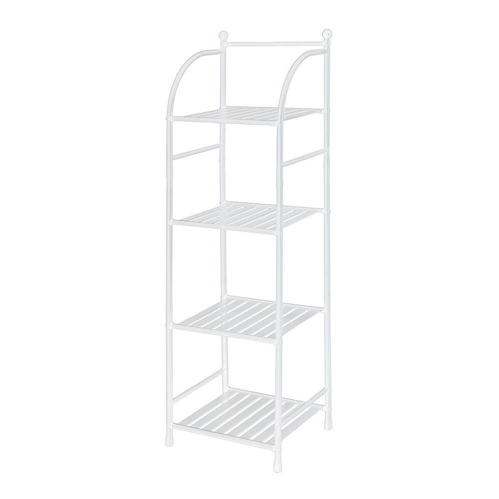 Scaffale bagno H 116 in metallo design bianco con quattro ripiani 