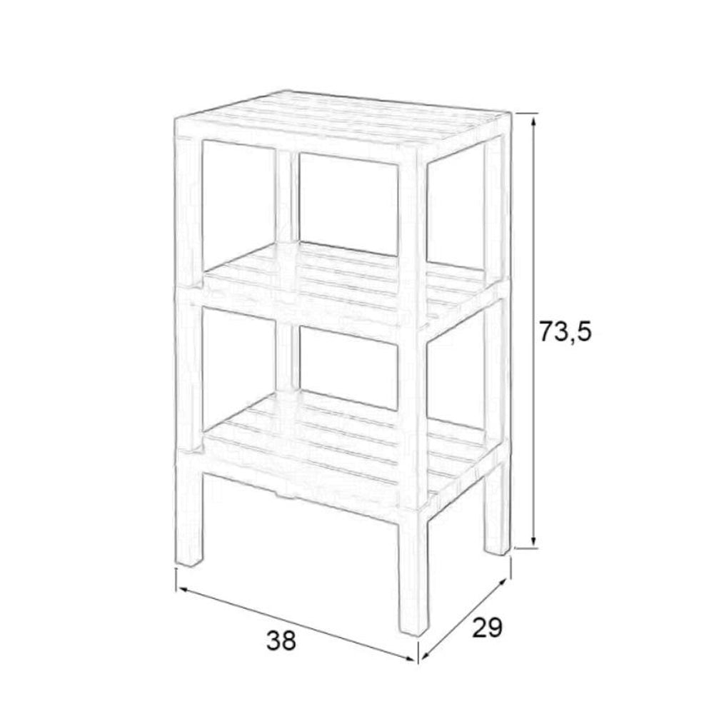 SCAFFALE COLONNA BAGNO 3 RIPIANI IN POLIPROPILENE L.38xH.73,5xP.29cm BIANCO WOODY FERIDRAS 130404