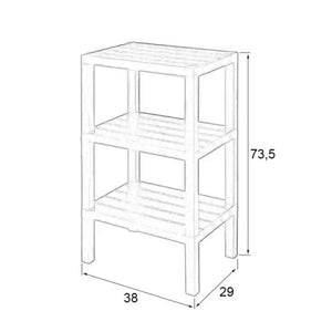 SCAFFALE COLONNA BAGNO 3 RIPIANI IN POLIPROPILENE L.38xH.73,5xP.29cm BIANCO WOODY FERIDRAS 130404