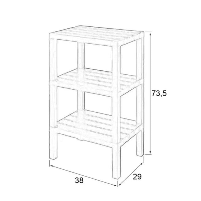 SCAFFALE COLONNA BAGNO 3 RIPIANI IN POLIPROPILENE L.38xH.73,5xP.29cm BIANCO WOODY FERIDRAS 130404