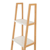 Scaffale per bagno a scala in legno bamboo bianco 4 ripiani Tahiti